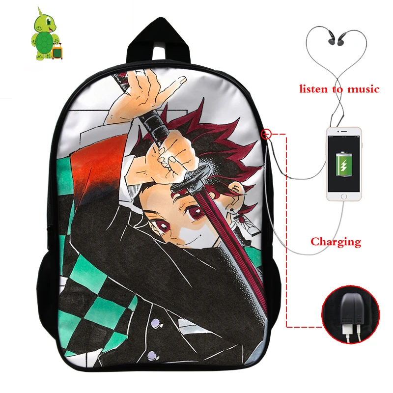 20 Demon Slayer: Kimetsu No Yaiba рюкзак USB зарядка Рюкзак для ноутбука аниме школьные сумки для подростков мальчик девочка путешествия рюкзак - Цвет: 20