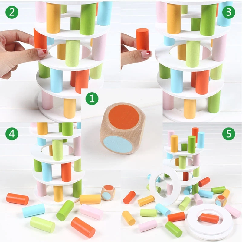 

Kids Wooden Toys Tower Building Blocks Game Creative for Baby Children Stacking Early Educational Toys