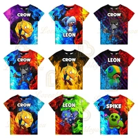 sandy max new 2021 summer short sleeve stars tshirt 3d print casual game character leon spike kids costume clothes for boy girl