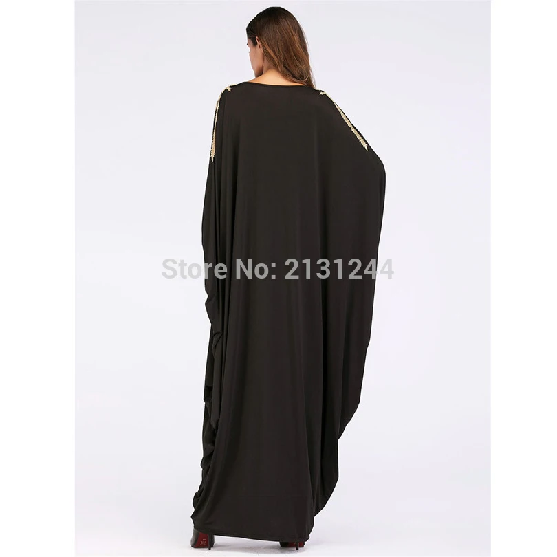 Мусульманское Бисероплетение Макси платье абайя аппликации летучие мыши leeve