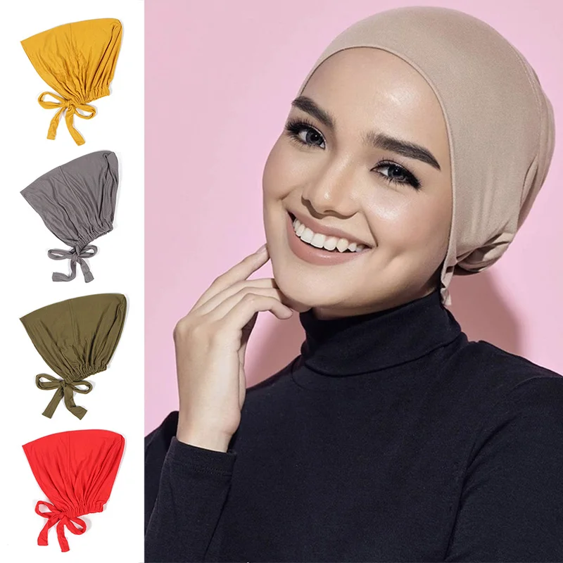 

1pc Women Muslim Hijab Scarf Inner Hijab Caps Ladies Islamic Cross Headband Turban Headwrap Hairband Muslim Hijab Headscarf