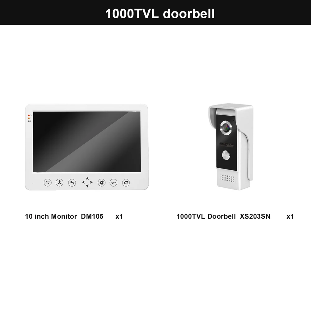 1000TVL HF видео домофон проводная домофоны для частного дома видео звонок 10-дюймовый монитор домофон Поддержка записи датчика - Цвет: 1000TVL