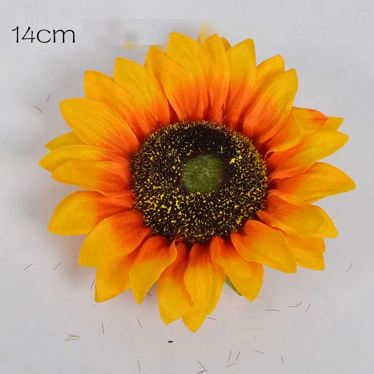 14cm orange 1pcs 1 шт./лот Искусственные цветы ручной работы, шелковая Маргаритка Подсолнух для рукоделия, венок, скрапбукинг, свадебное украшение для дома, искусственный цветок - Цвет: 14cm orange 1pcs
