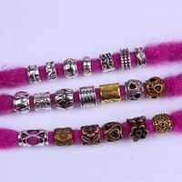 5 pcsset viking beads 14 kind silver beads for braiding dreadlock hair decor cuff clip beaded hair scrunchies tibet bead tube