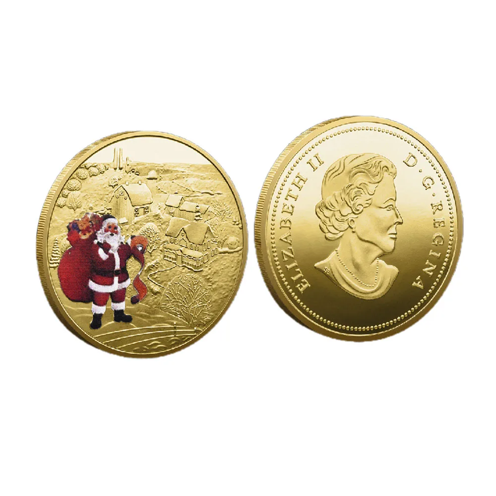 

5Pcs/lot Merry Christmas Collectible Silver Gold Plated Souvenir Coin Santa Claus Pattern Collection Art Commemorative Coin