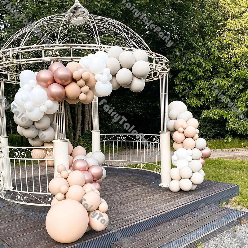 

117pcs Matte White Doubled Apricot Tan Chrome Rose Gold Balloons Garland Kit Baby Shower Gender Reveal Wedding Decoration