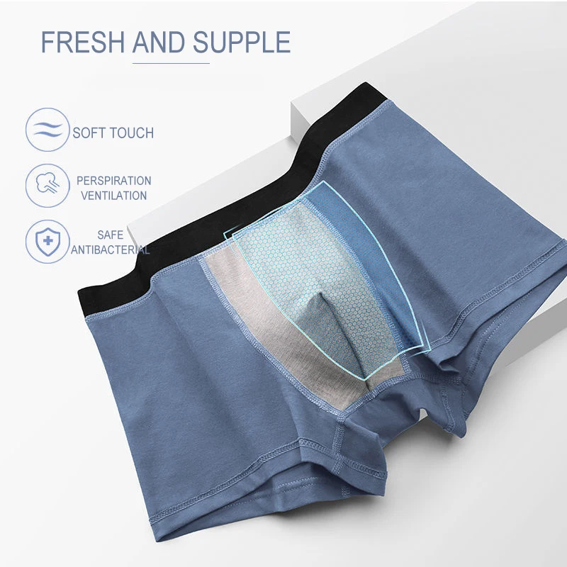 Men's Underwear Pure Cotton Graphene Antibacterial Flat Angle Breathable Loose Boxer Head Underwear Men's Shorts