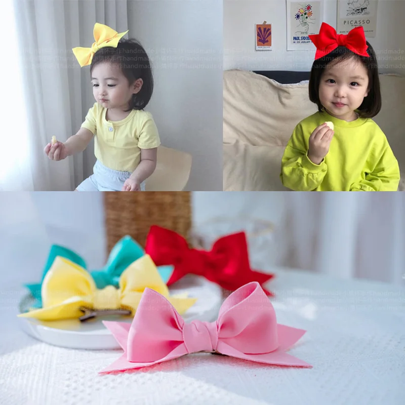 

Korean Cotton Hair Bows Standing Top Head Girls Hair Clips Children Headwear Accessories Summer Spring Cute Boutique Headdress