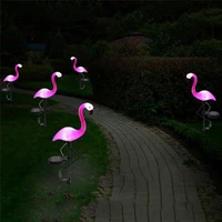 solar power garden light beautiful pink flamingo lawn decor garden stake landscape lamp outdoor lighting