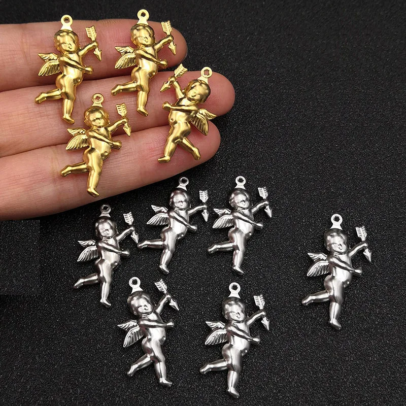 10 шт./лот Ангел-Купидон Меч из нержавеющей стали DIY золотой подвеска-шарм оптовая продажа ювелирных изделий, изготовление аксессуаров для сережек.