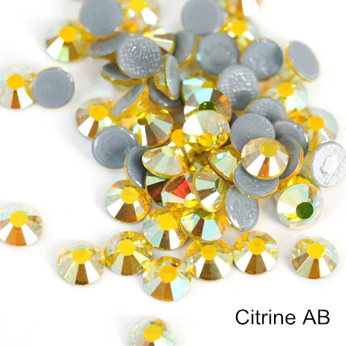 Citrine AB SS16 SS20 Блеск стразы Горячая фиксация стразы 1440 шт./упак. кристалл AB Hot Fix стразы одежда свадебное платье E7021 - Цвет: Citrine AB