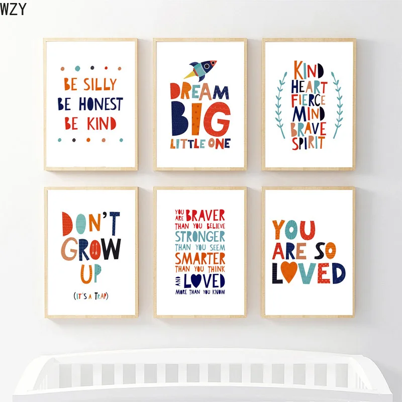 

Dream Big Little One Canvas Prints Children Room Wall Art Bedroom and Prints Decoration Picture Kindergarten Wall DecorPosters