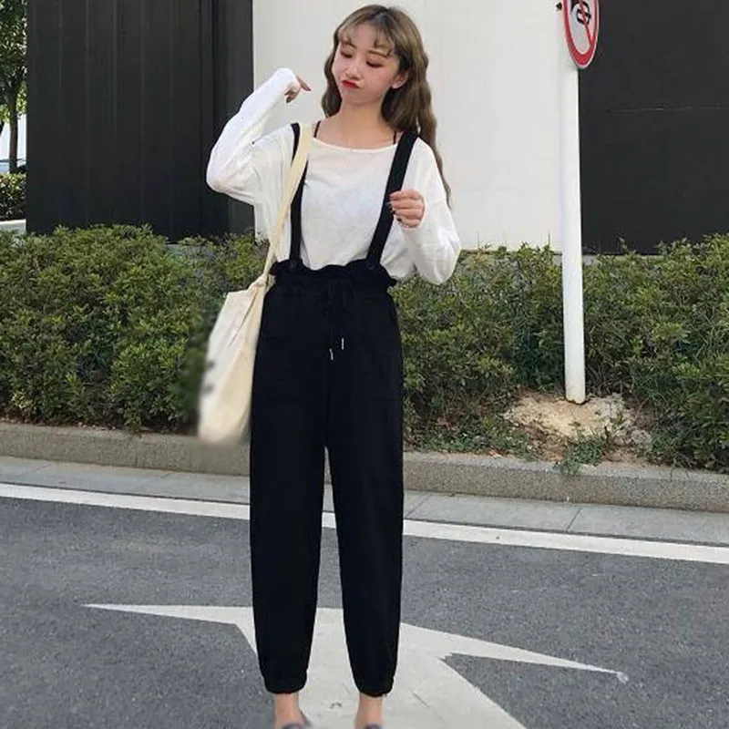 

Spring Summer Fashion Youth Loose Lacing Casual Overalls women Jumpsuits