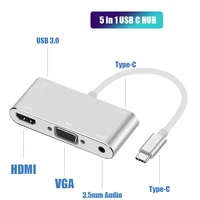 usb c to hdmi vga hub adapter type c splitter with 3 5mm audio converter support dual display for projector hdtv multi ports