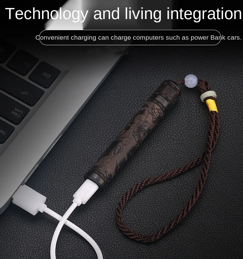 

USB Lighter Blowing Plasma Lighter Vintage Wooden Air Blowing Cigarette Lighter Engraving Sandalwood Electronic