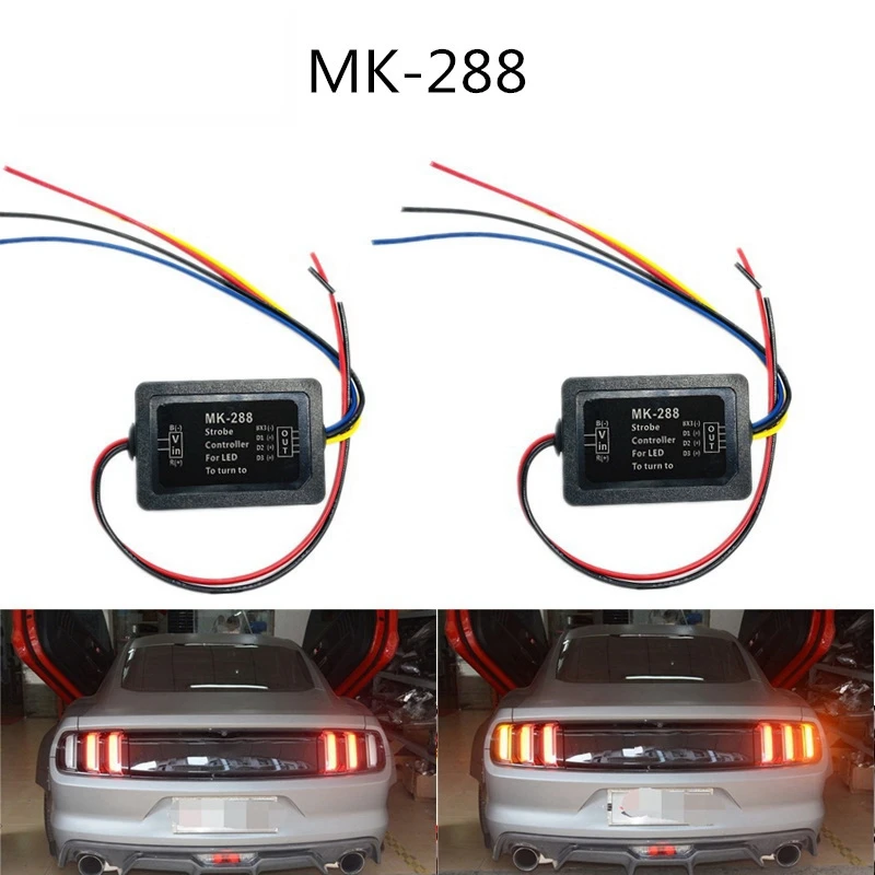 

2Pcs Universal 12V MK-288 Flash Strobe Controller Flasher Module for 3 LED Dynamic Turning Light Taillight