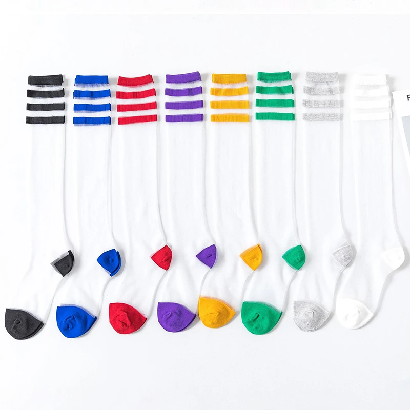 Длинные шелковые носки в японском стиле женские весенне летние модные пикантные