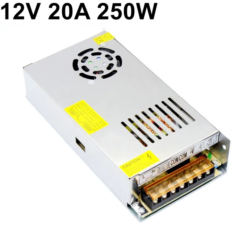 regulada transformador de 12v 20a 250w 110v ac dc para vigilância de segurança câmera de cctv com emissão de luz smps Fonte de alimentação de comutação