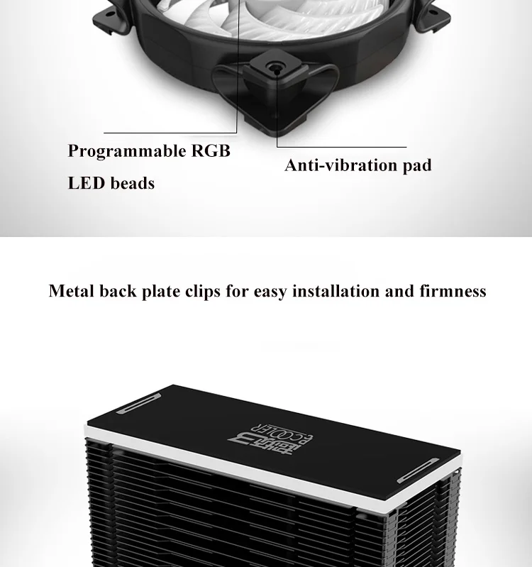 5V 3PIN RGB Процессор кулер 5 тепловыми для компьютеров AMD/AM4/INTEL 775/1150/1151/1155/1156/2011(12 см); охлаждающий вентилятор