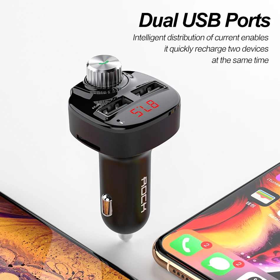 Автомобильное зарядное устройство Biaze 3.4A двойной USB для мобильного телефона с MP3