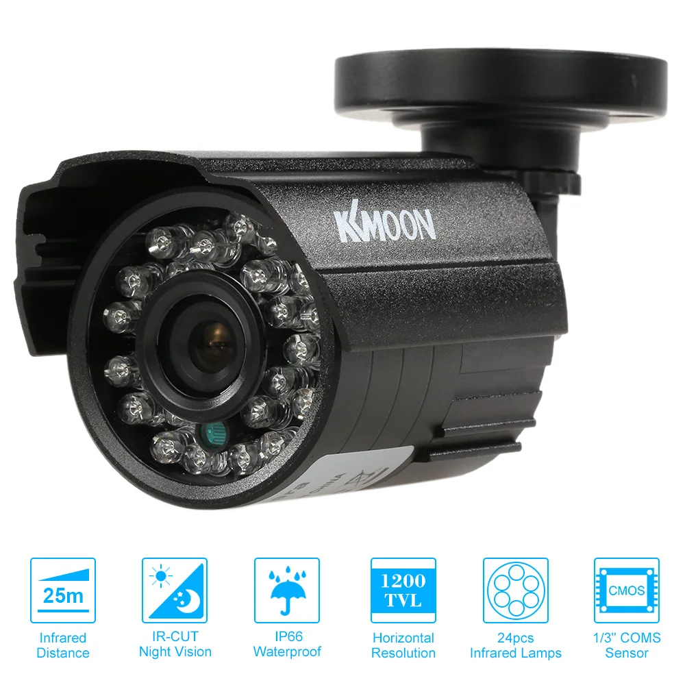 KKmoon 1200TVL CCTV цилиндрическая камера с 24 ИК лампами ночного видения 1/3 CMOS IR CUT