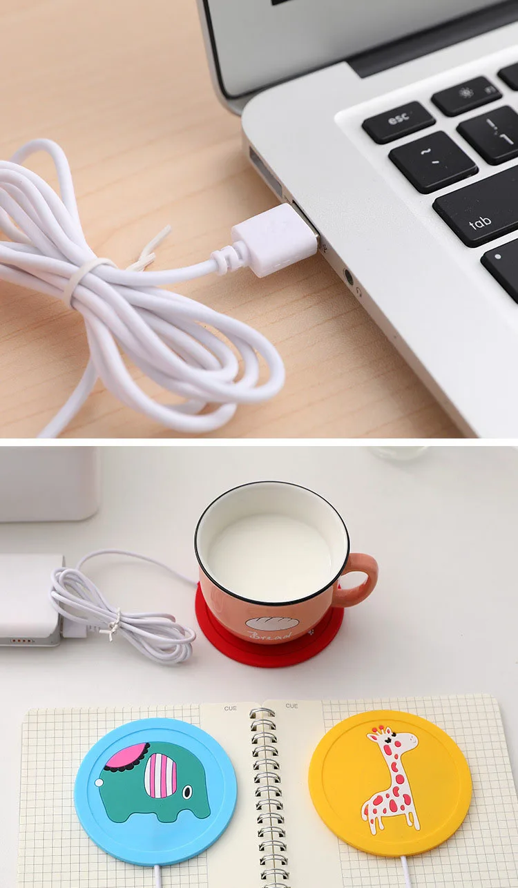 1 шт. прекрасный мультфильм USB Электрический Молоко Кофе Подогрев кружки с подогревом силиконовый коврик для офиса для дома, теплые Термостатические подставки