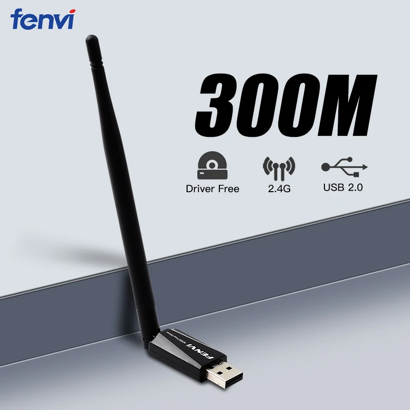 Wi-Fi адаптер Fenvi, USB, 300 Мбит/с, 2,4 ГГц, Wi-Fi антенна, ресивер, беспроводная сетевая карта, беспроводной-N Lan, 150 Мбит/с, мини-Usb WLAN адаптер - изображение
