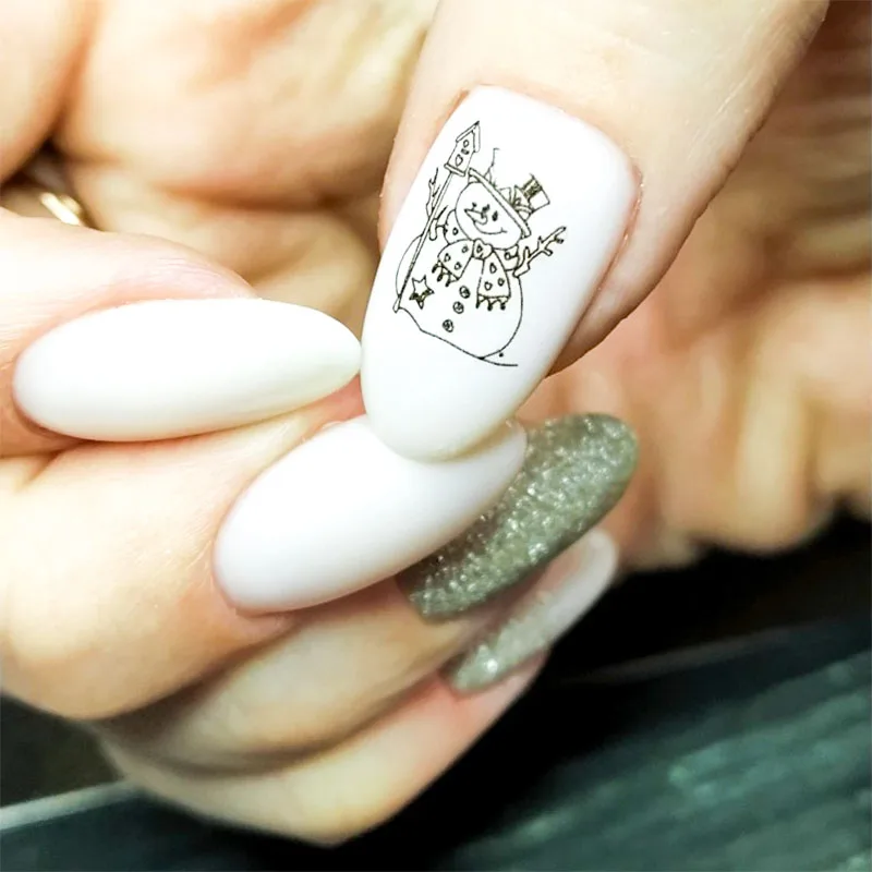 12 шт./компл. ногтей Водные Наклейки Новый год передачи Стикеры Зимний