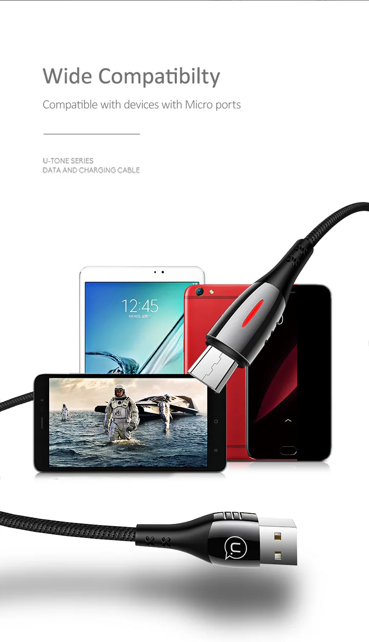 USAMS кабель Micro USB Smart power off Micro USB 3,0 светодиодный кабель QC 3,0 кабель для быстрой зарядки для Android Xiaomi huawei кабель Microusb