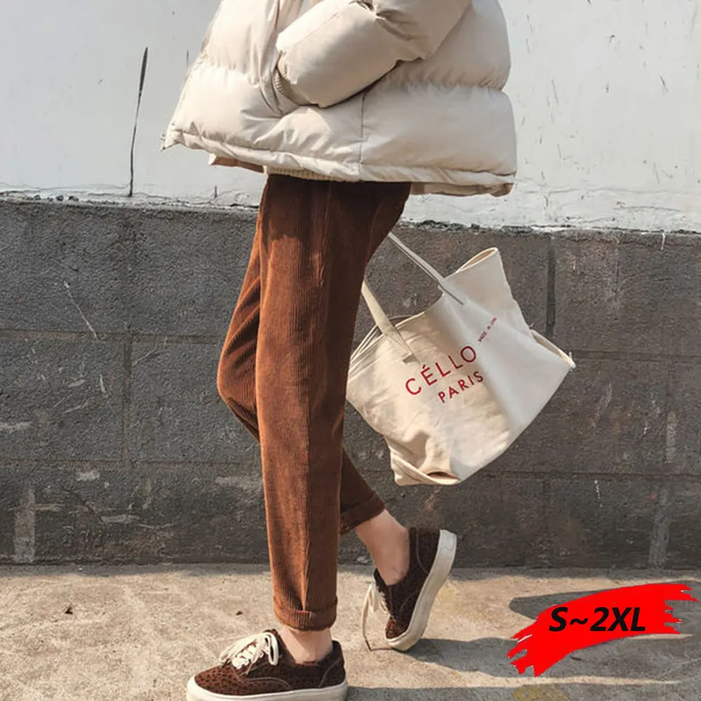 Вельветовые брюки для девочек мамы размера плюс штаны Женская обувь женщин со