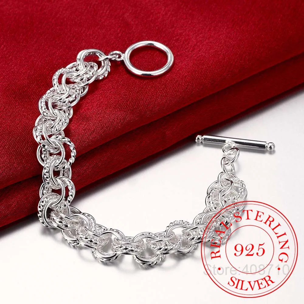 Элегантный 925 стерлингового серебра браслеты и для женщин ювелирные изделия