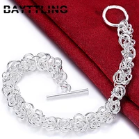 bayttling silver color 20cm faucet chain to bracelet for woman man luxury wedding party jewelry birthday gift