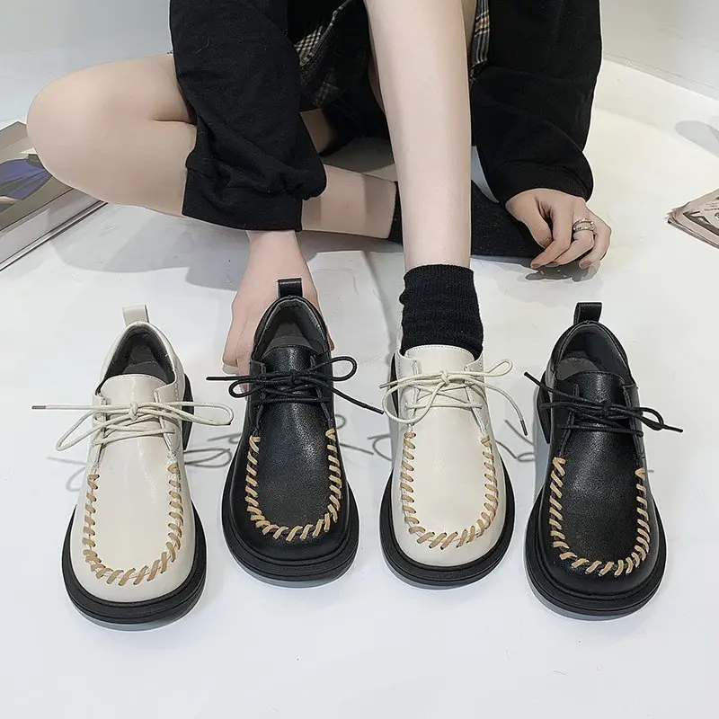 

British style small leather shoes new college style wild autumn spring and autumn new retro student lace-up shoes X721