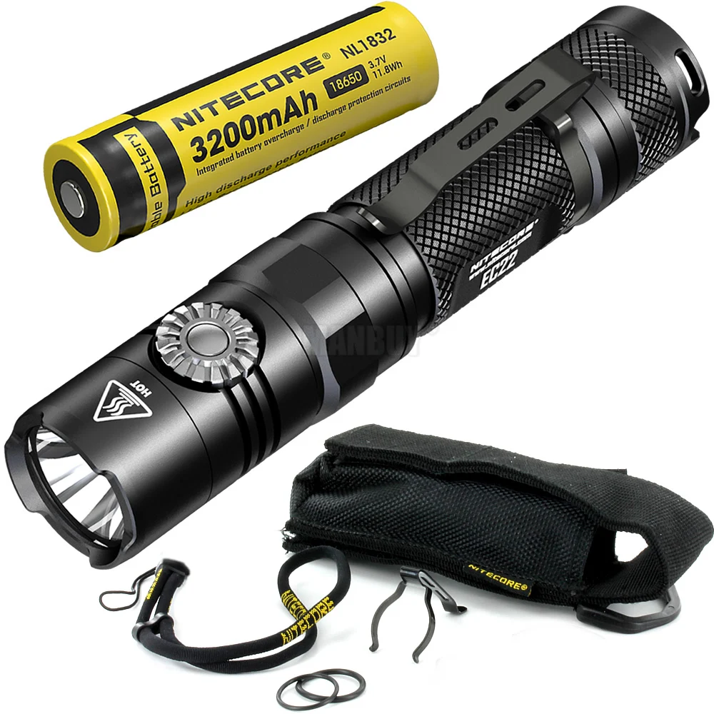 NITECORE EC22 + 18650 перезаряжаемая батарея бесступенчатая яркость светодиодный фонарик