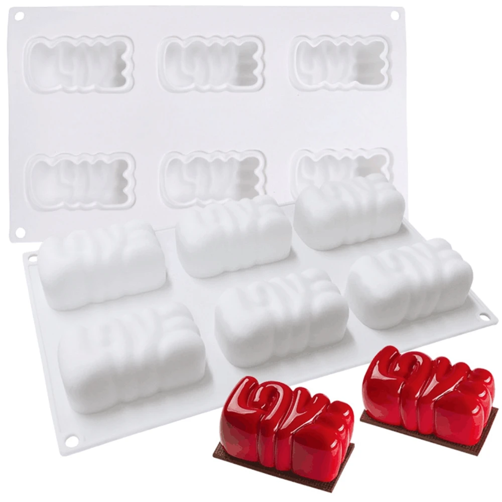 

6 Hole Love Silicone Cake Mold For Baking Mousse Chocolate Sponge Moulds Pans Valentine's Day Decorating Mould P161