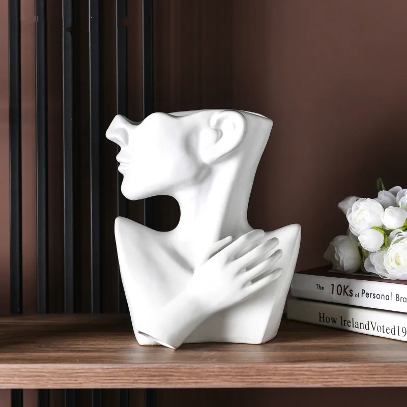 

Nordic Creative Half-length Face Flower Pot Modern Minimalist Ceramic Flower Home Decoration Ornaments