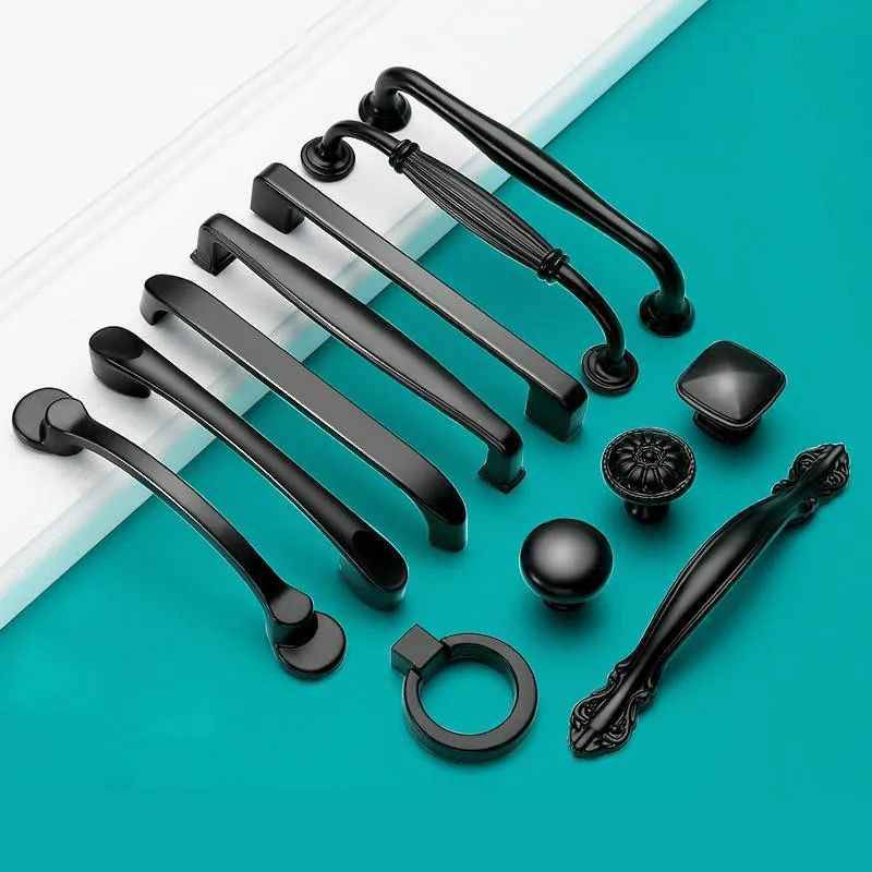 Черные дверные ручки и в американском стиле для кухонного шкафа мебельных ручек