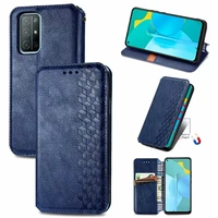 pu leather wallet flip phone cover lattice tpu case for huawei nova 7 8 pro p smart 2021 mate 40 p40 p30 lite honor 30s 10x