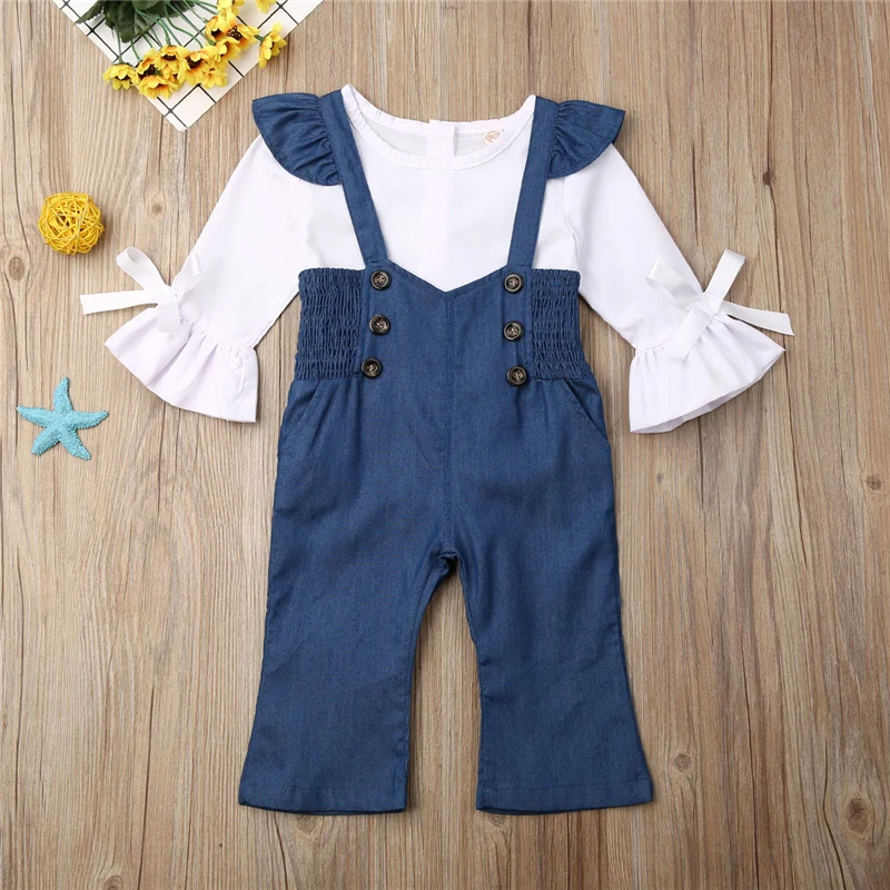 Комплект детской одежды из 2 предметов белая футболка с длинным рукавом и штаны