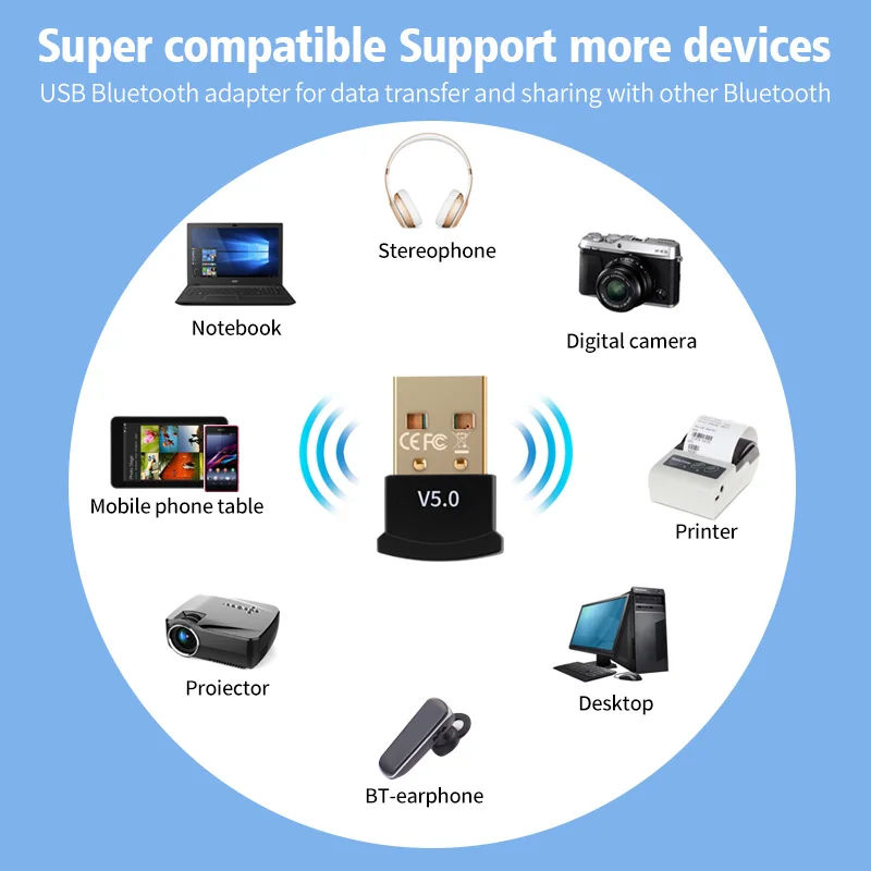 True 5 0 Bluetooth адаптер USB передатчик для ПК компьютер рецептор ноутбук наушники аудио