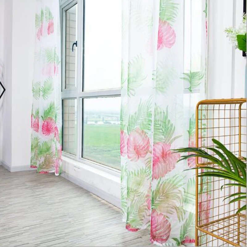 Банановые листья занавески тропические современный Синий принт окно гостиная
