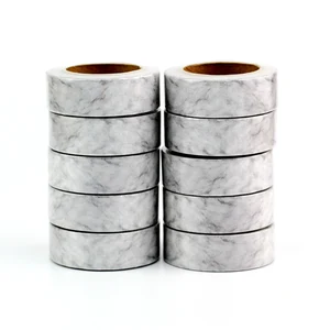 Лента декоративная с принтом из белого мрамора, 1,5 см х 10 м, 10 шт.лот