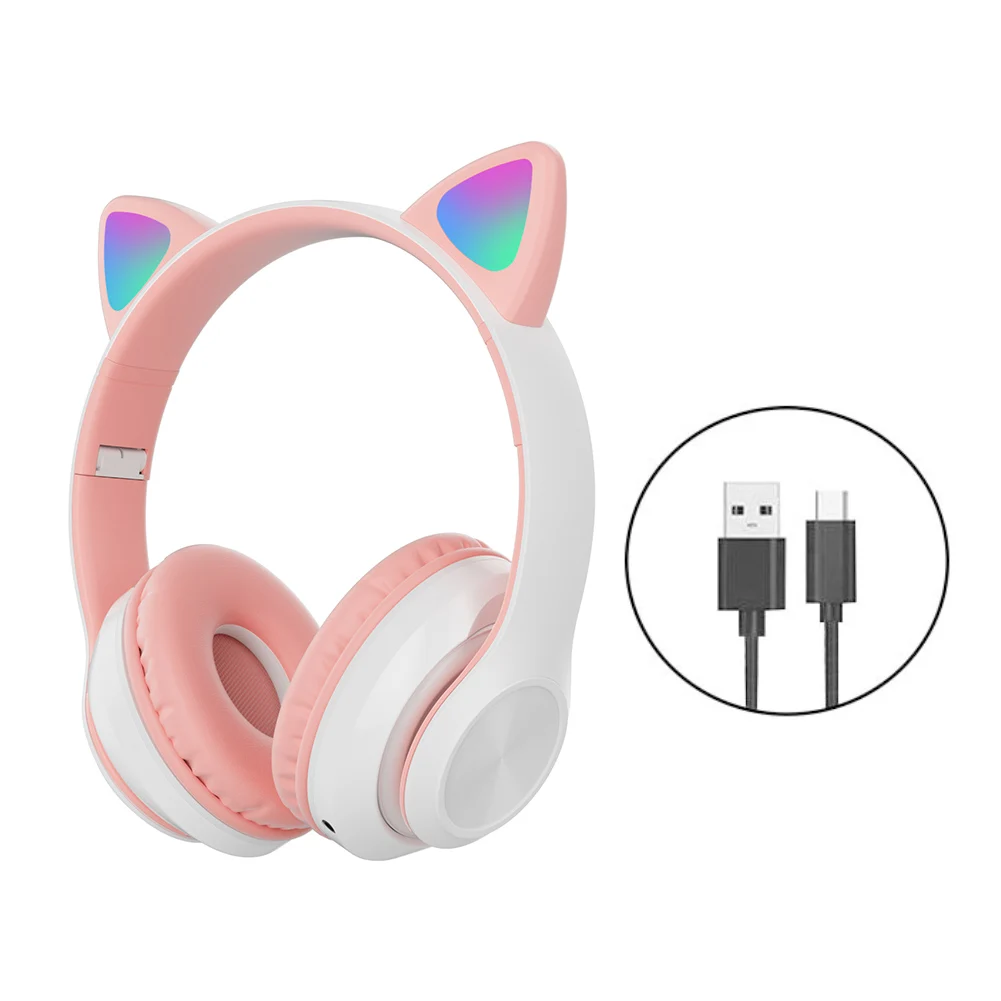 

LED Light Up Gifts Cute Clear Sound HIFI Music Cat Ear Kid Adult Anti Noise Wireless Gaming Headset Adjustable Bluetooth 5.0