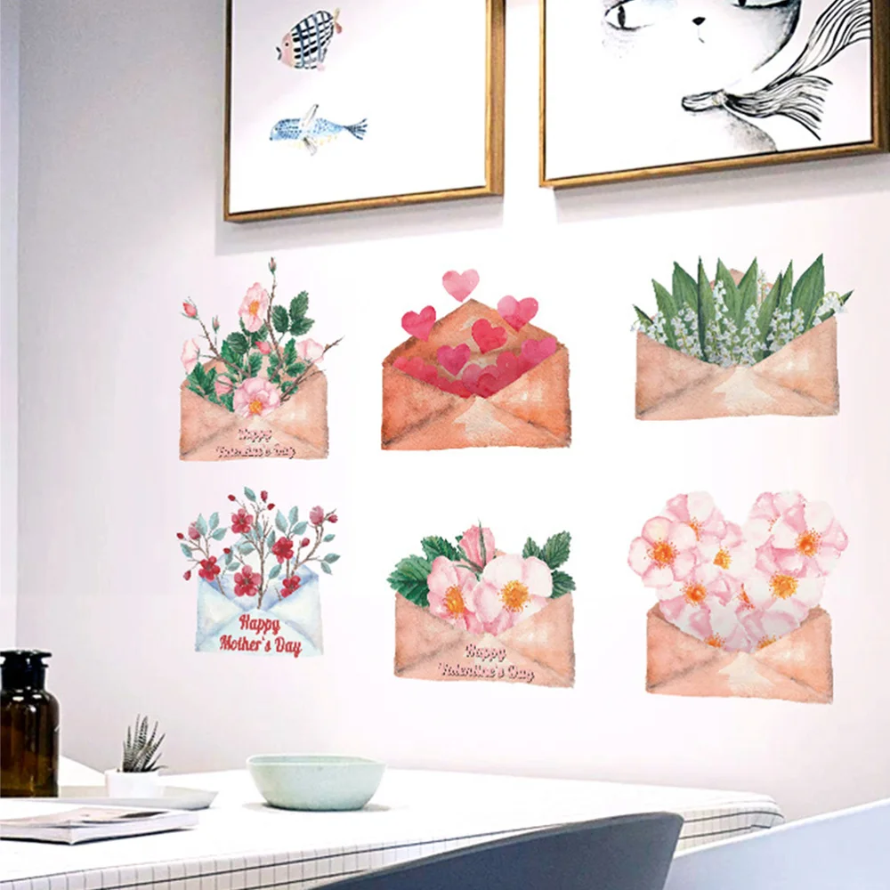 

2pcs Wall Sticker Removable Flower Wall Art Decor Self-adhesive Wall Decal