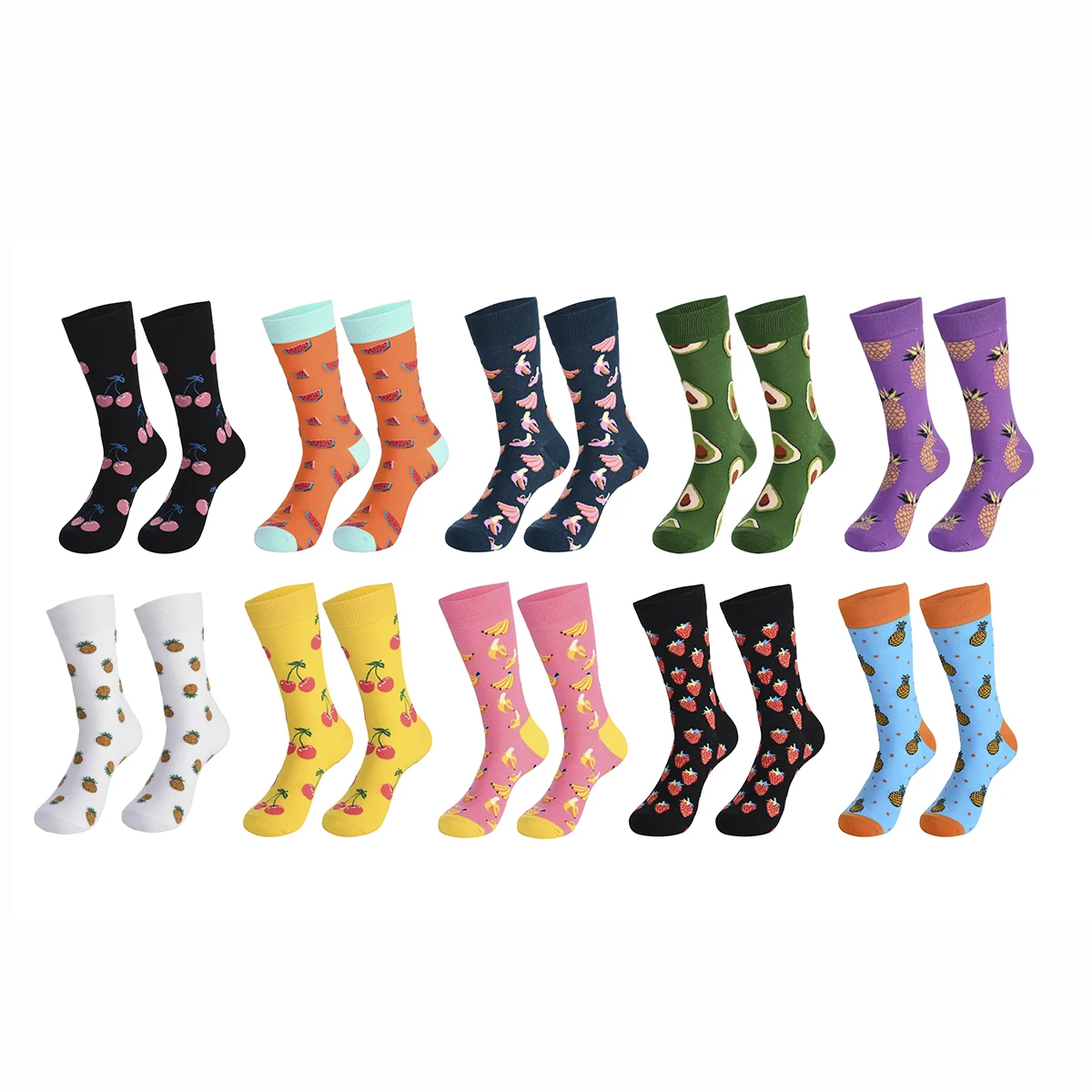 10 pairs Men's socks hip hop fashion casual socks fruit socks Women's socks Men's socks high socks winter thermal socks