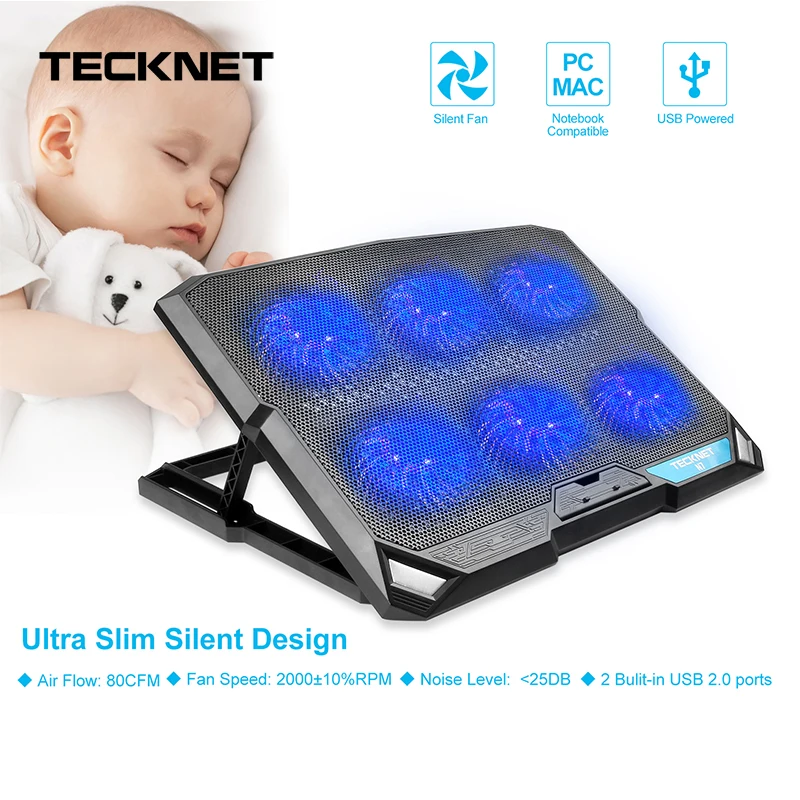 TeckNet подставка для ноутбука охлаждающая с охлаждающим вентилятором на 2000 об/мин