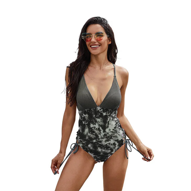 

New style swimsuit European and American style sexy one-piece printed bikini sling one-piece swimsuit