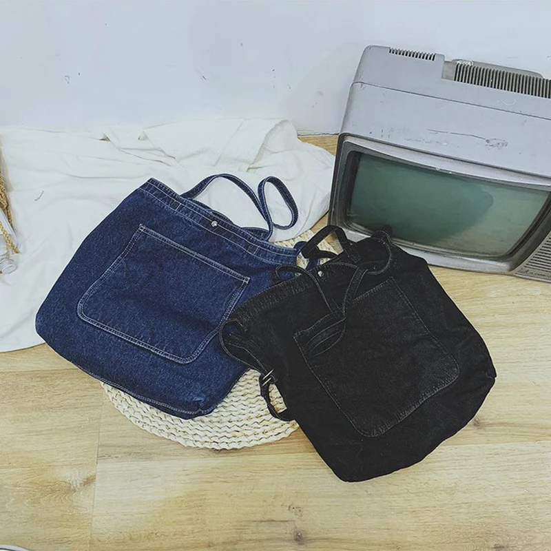 

Retro Girl Messenger Bag Denim Shoulder Bag Student Art Canvas Bag