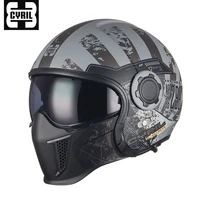 cyril vintage motorcycle helmet black warrior combination helmet motorcycle half helmet full helmet car summer for men and women