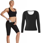 Женские Тренировочные штаны-сауна, утягивающая рубашка для похудения, комплект утягивающего белья, тренажер талии, утягивающие живот, леггинсы для фитнеса, тренировочный костюм